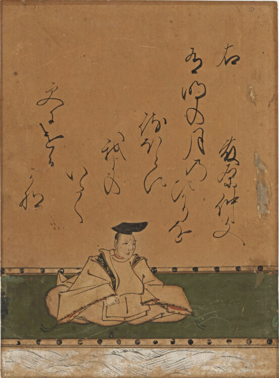 Unbekannt - Der Dichter Fujiwara no Nakafumi - 17.-19. Jhd. - Gouache, Tinte und Goldfarbe