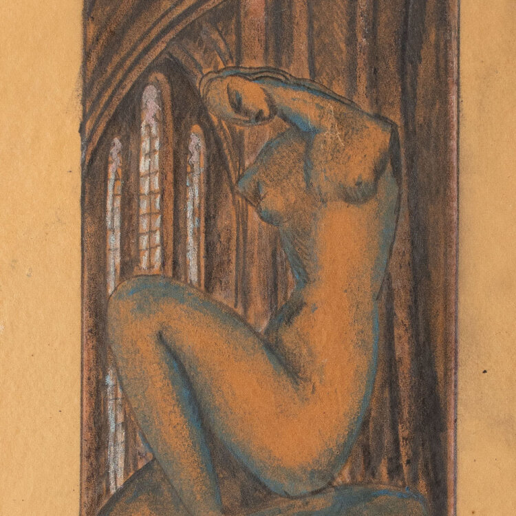 Adam Antes - Sitzender Frauentorso in Kirchenraum - 1920...