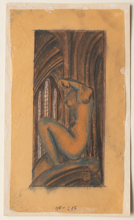 Adam Antes - Sitzender Frauentorso in Kirchenraum - 1920...