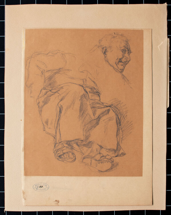 Wilhelm von Diez - Lachender Mönch (Studie) - Zweite Hälfte 19. Jhd. - Bleistift