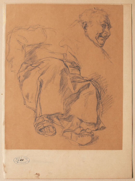Wilhelm von Diez - Lachender Mönch (Studie) - Zweite Hälfte 19. Jhd. - Bleistift