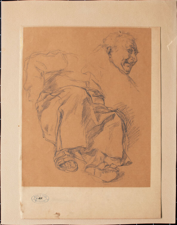 Wilhelm von Diez - Lachender Mönch (Studie) - Zweite Hälfte 19. Jhd. - Bleistift