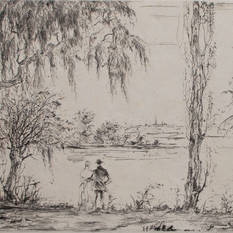 Hans Meid - Flußlandschaft mit Paar - undatiert -...