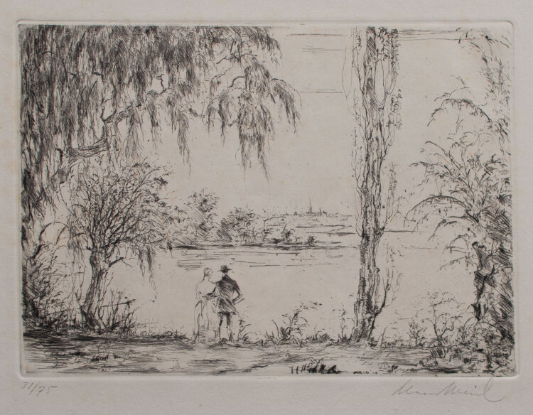 Hans Meid - Flußlandschaft mit Paar - undatiert -...