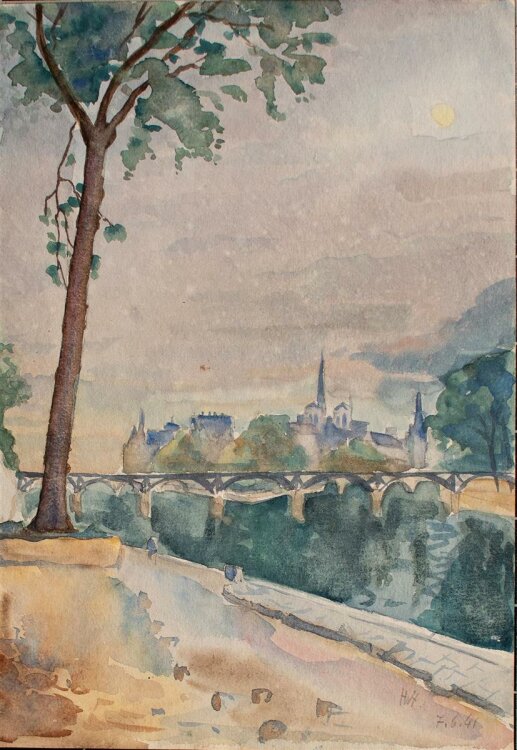 Herbert W. Hoedt - Pont des Arts - Aquarell - 1941