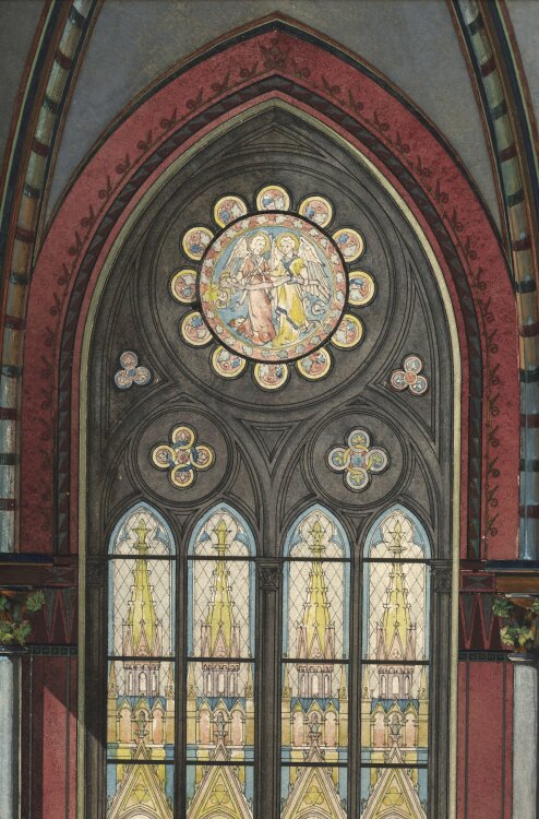 Paul Heinrich Müßigbrodt - Architektonischer Entwurf eines Kirchenchores - 1887 - Aquarell, Gouache, Feder und Goldhöhung