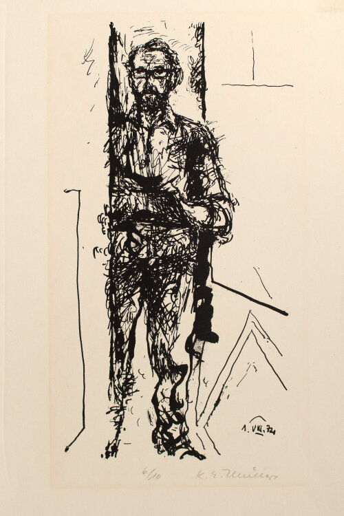 Karl Erich Müller - Selbst im Raum - 1950er Jahre - Lithographie