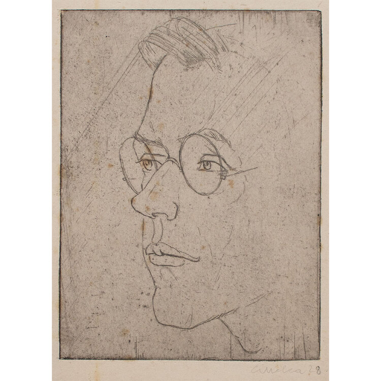 Künstler oder Künstlerin des 19. und 20. Jhd. - (Selbst-)porträt - 1928 - Radierung