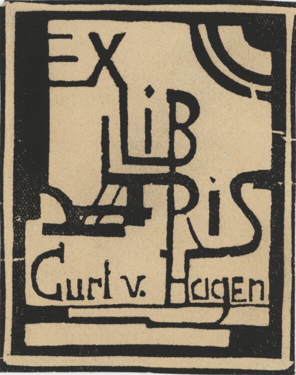 Unbekannt - Ex Libris Curt v. Hagen - Anfang 1930er Jahre - Holzschnitt