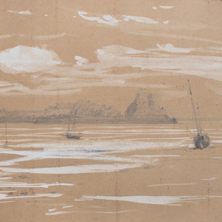Fritz Hiildebrandt - Hafen von Cancale - 1851 - Bleistift und Deckweiß