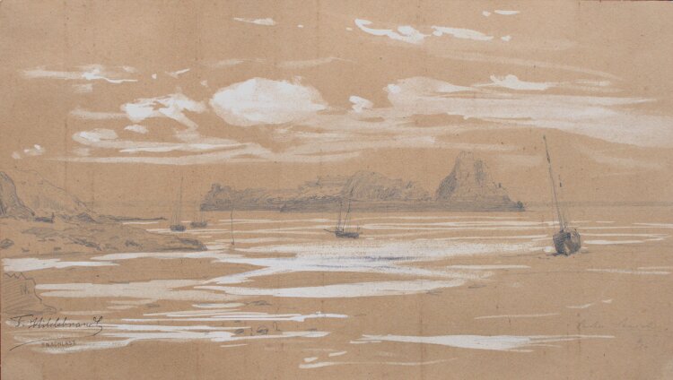 Fritz Hiildebrandt - Hafen von Cancale - 1851 - Bleistift und Deckweiß