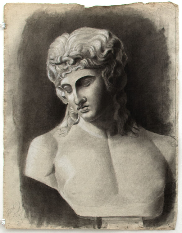 Margarete Fockin - Studie einer Büste - 1888 - Kohlestiftzeichnung mit Weißhöhung