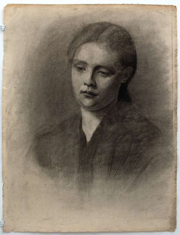 Margarete Fockin - Porträt einer jungen Frau - um 1888 - Kohlestiftzeichnung