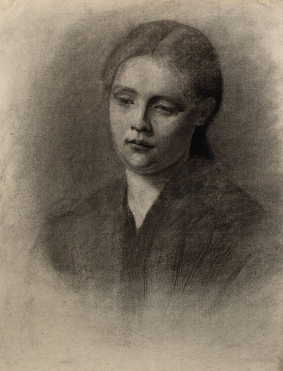 Margarete Fockin - Porträt einer jungen Frau - um 1888 - Kohlestiftzeichnung