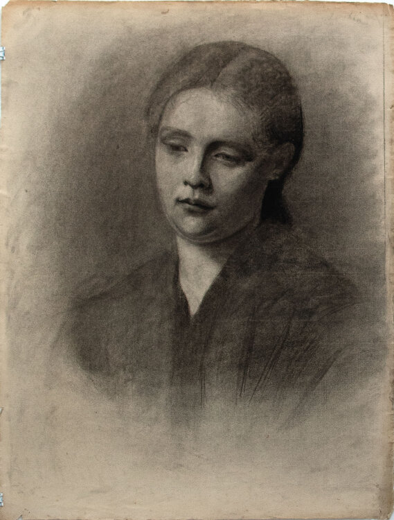 Margarete Fockin - Porträt einer jungen Frau - um 1888 - Kohlestiftzeichnung