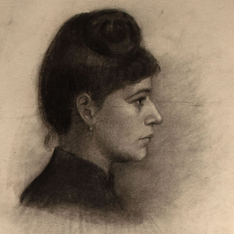 Margarete Fockin - Porträt einer Frau mit Ohrring -...