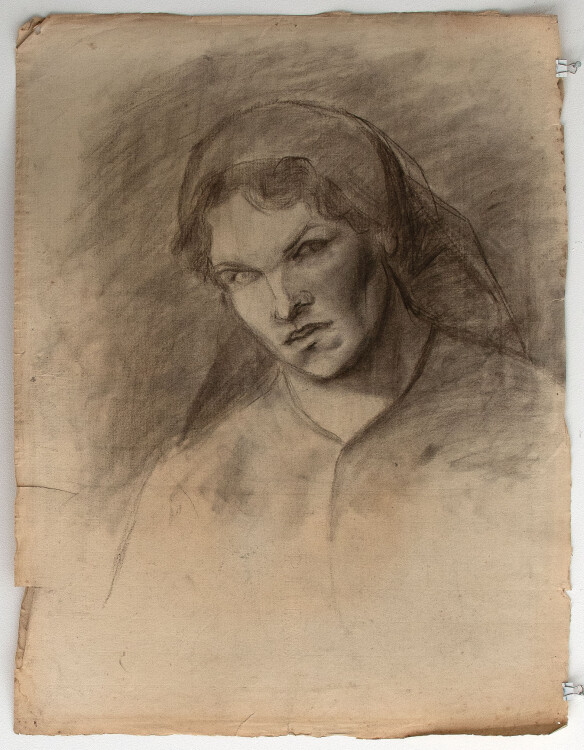 Margarete Fockin - Porträt einer Bäuerin - um 1888 - Kohlestiftzeichnung