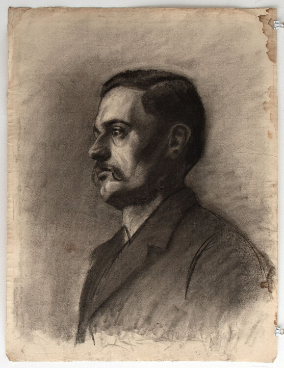 Margarete Fockin - Porträt eines Mannes - um 1888 - Kohlestiftzeichnung mit Weißhöhung