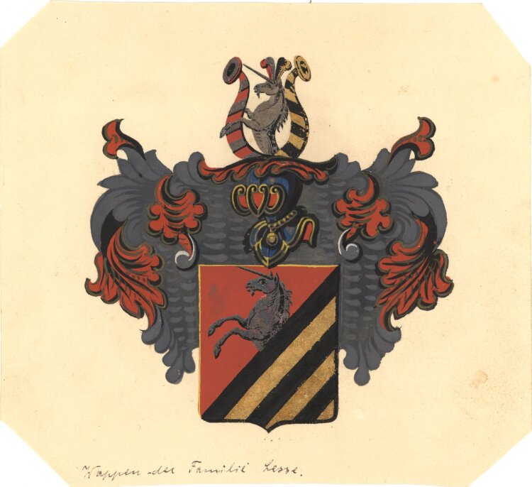 Unbekannt - Wappen der Familie Hesse - Ende 19. Jhd. - Feder, Aquarell, Gouache