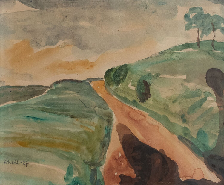 Karl Scheld - Landschaft mit Weg - 1927 - Aquarell über Bleistift