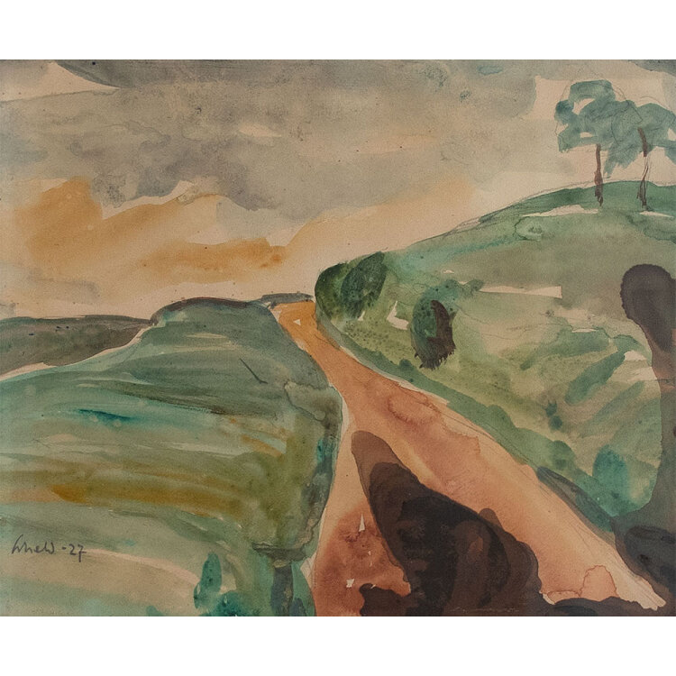Karl Scheld - Landschaft mit Weg - 1927 - Aquarell...