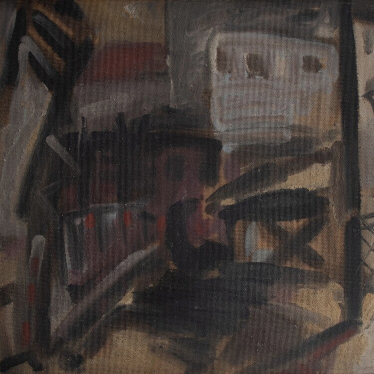 Veronika Wagner - Baustelle Thälmannpark I - 1984 - Öl auf Hartfaserplatte