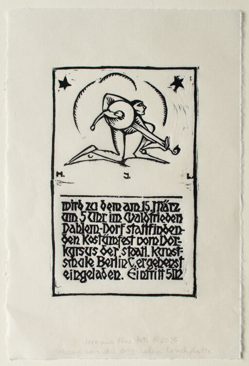 Hans Joachim Lau - Einladung Kostümfest - 1920er...