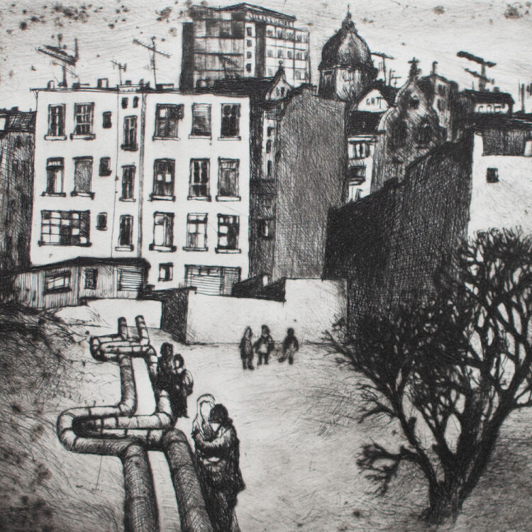 Lutz Voigtmann - Stadtlandschaft mit jungem Paar -...