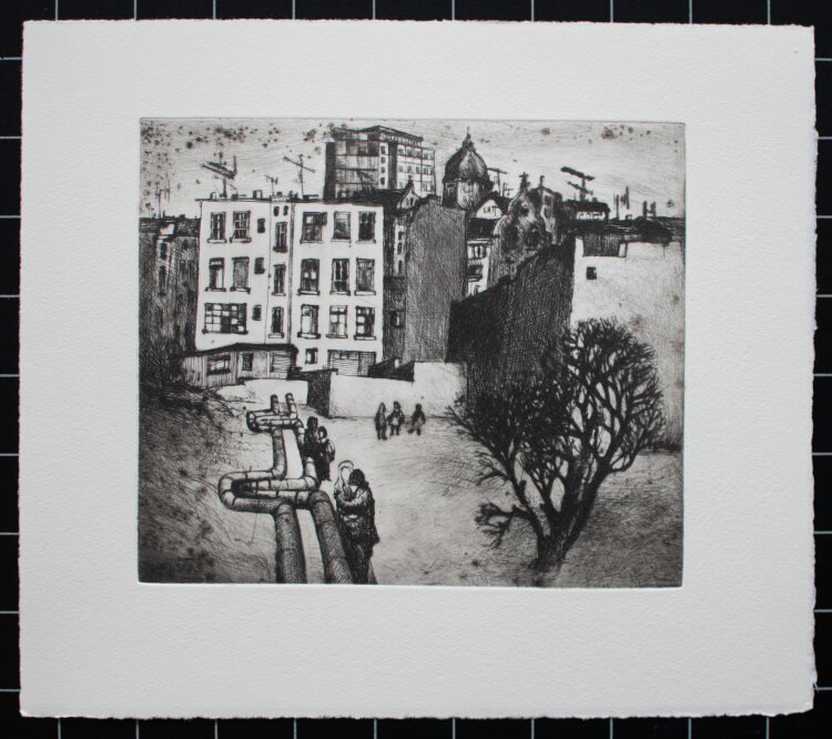 Lutz Voigtmann - Stadtlandschaft mit jungem Paar -...