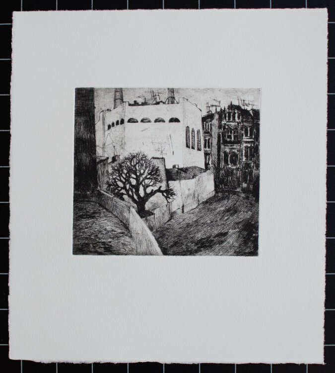 Lutz Voigtmann - Stadtlandschaft mit Baum - undatiert - Radierung