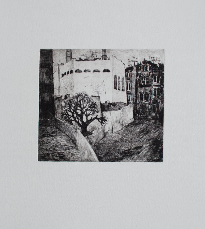 Lutz Voigtmann - Stadtlandschaft mit Baum - undatiert - Radierung