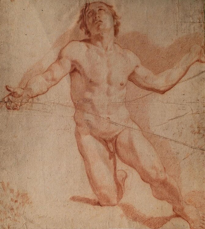 Unbekannt (Deutsch) - Akademischer Akt - Rötelzeichnung - um 1800