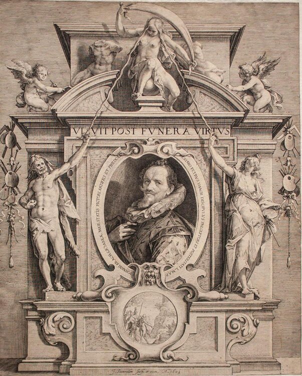 Jan Saenredam nach Pieter Isaacsz - Bildnis Hans von Aachen - 1605 - Kupferstich von zwei Platten