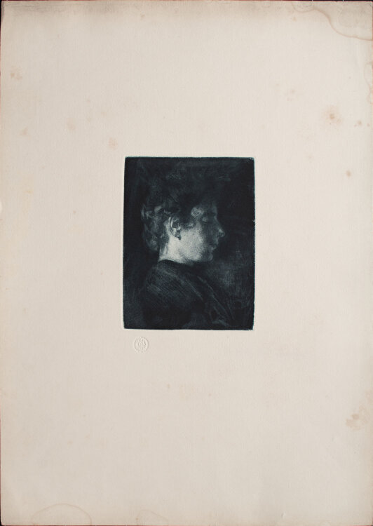 Hans Neumann jr. - Portraitstudie - 1903 - Radierung mit Roulette und Aquatinta in Dunkelblau