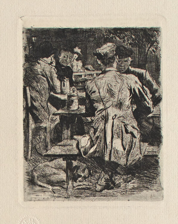 G. Mayer - Im Biergarten - 1900 - Radierung mit Aquatinta