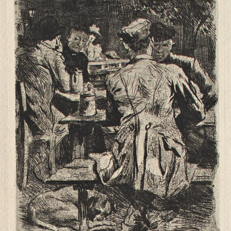 G. Mayer - Im Biergarten - 1900 - Radierung mit Aquatinta