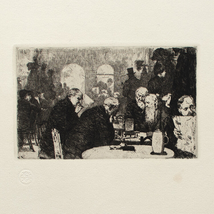 Hermann Linde - Die Schachspieler - 1900 - Radierung