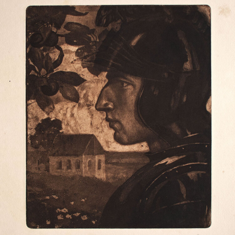 Oskar Graf - Auf der Wacht - 1903 - Radierung mit...