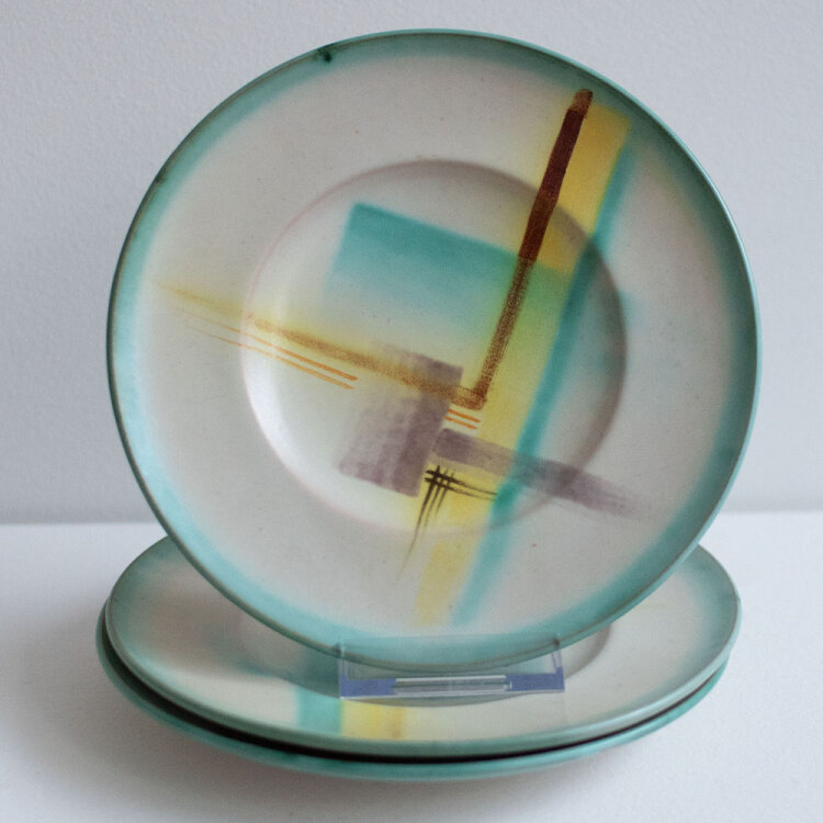 Hildegard Delius - Set, 3 Dessertteller - ca. 1931 -...