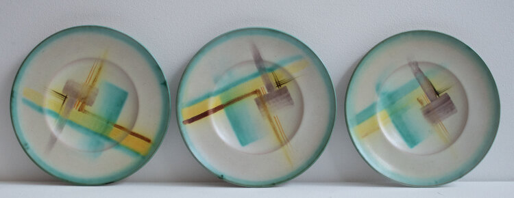 Hildegard Delius - Set, 3 Dessertteller - ca. 1931 -...