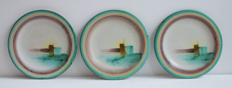 Hildegard Delius - Set, 3 Dessertteller - ca. 1931 - Keramik, handbemalt