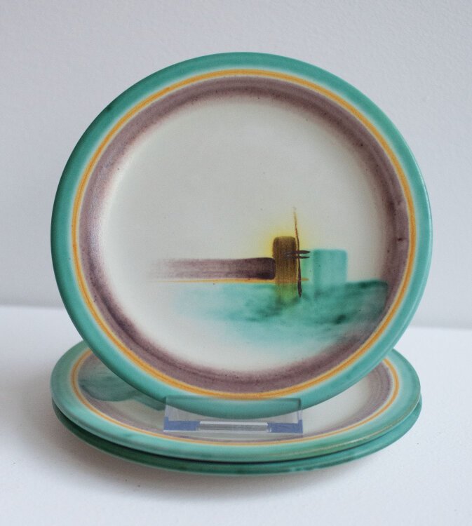 Hildegard Delius - Set, 3 Dessertteller - ca. 1931 - Keramik, handbemalt