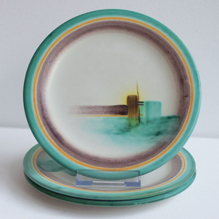 Hildegard Delius - Set, 3 Dessertteller - ca. 1931 -...