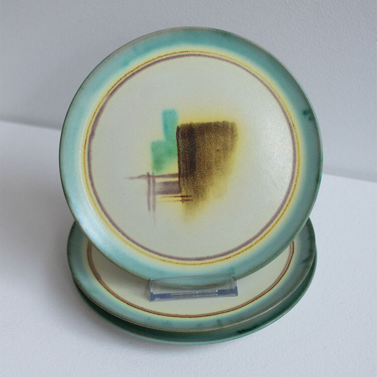 Hildegard Delius - Set, 3 Dessertteller - ca. 1931 - Keramik, handbemalt