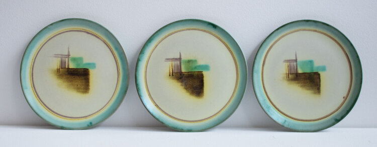 Hildegard Delius - Set, 3 Dessertteller - ca. 1931 - Keramik, handbemalt