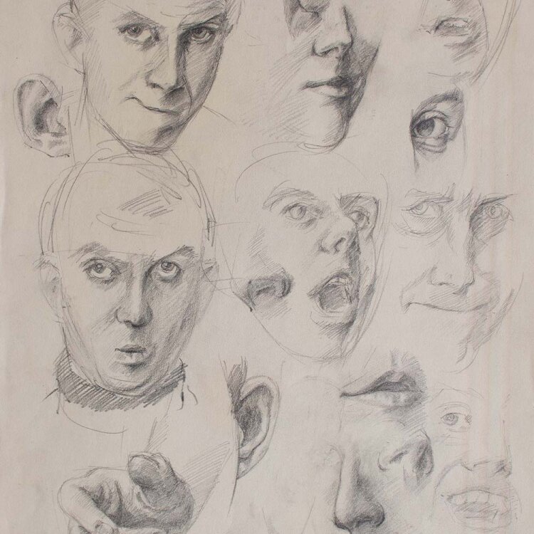Bernd Sikora - Gesichtsstudien - 1966 - Bleistiftzeichnung