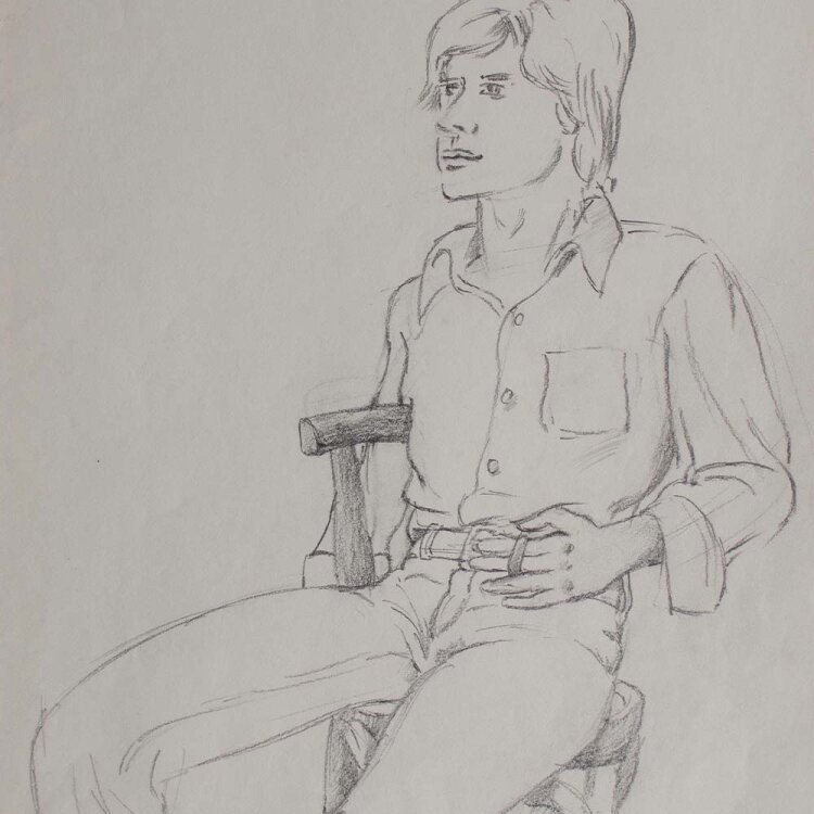 Bernd Sikora - Männliches Bildnis sitzend - 1974 - Bleistiftzeichnung