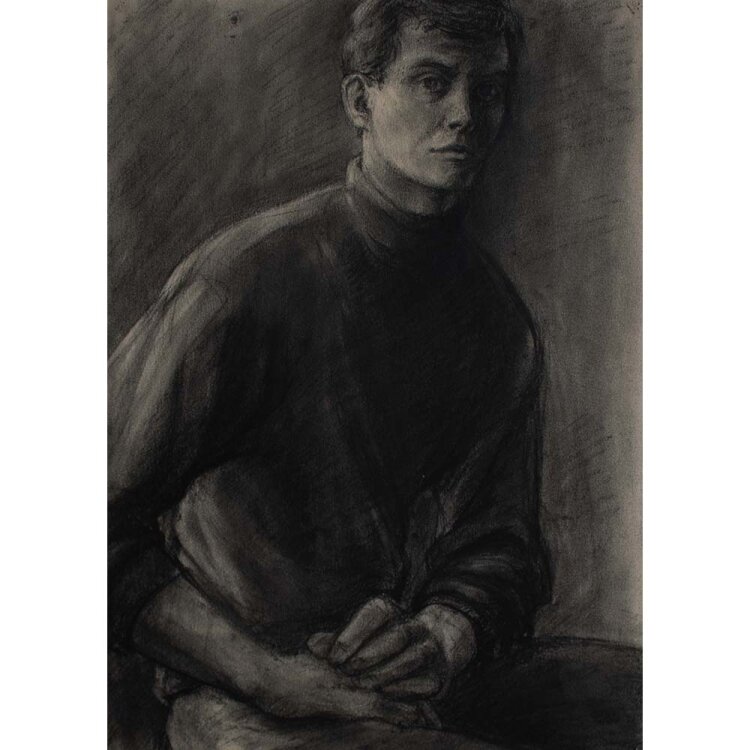Bernd Sikora - Selbstporträt - 1966 - Kohlezeichnung