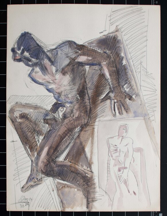 Bernd Sikora - Männlicher Akt - 1989 - Aquarell...