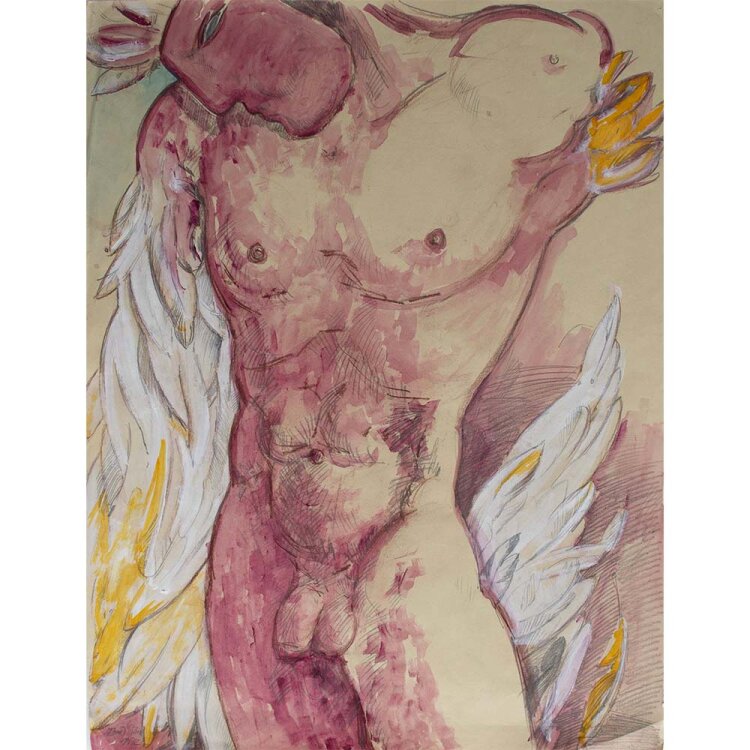 Bernd Sikora - Männlicher Torso - 1972 - Aquarell...